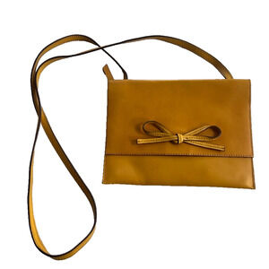 Gap Cognac Leather Crossbody W/ Dainty Bow NWOT